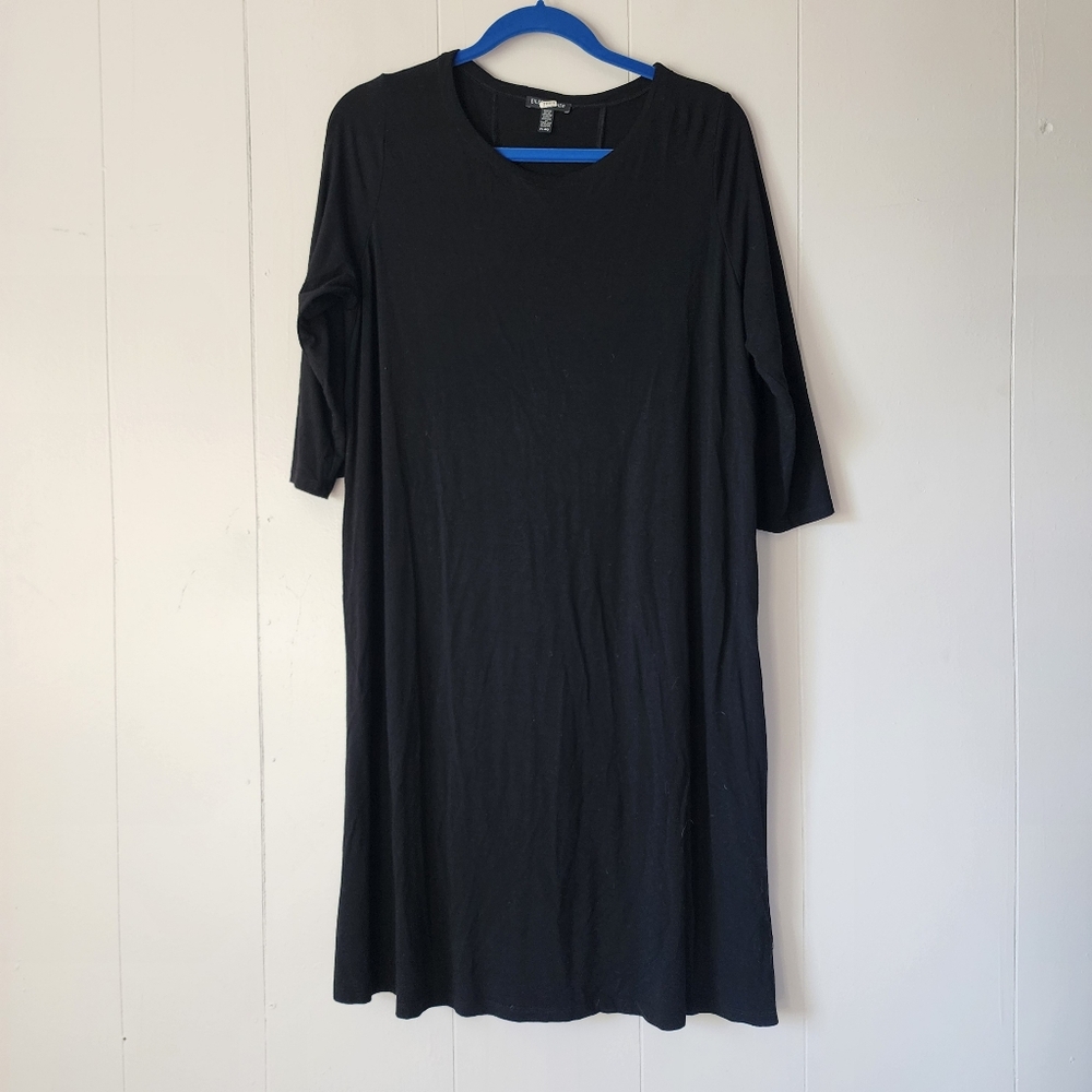 Goth Grunge Lightweight Eileen Fisher Classic Jersey Dress Petites Large Black